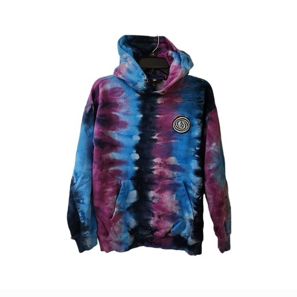 Volcom Scrowed Ballpoint Blue Tie Dye Pullover Hoodie Sweater Men Small - Picture 1 of 6